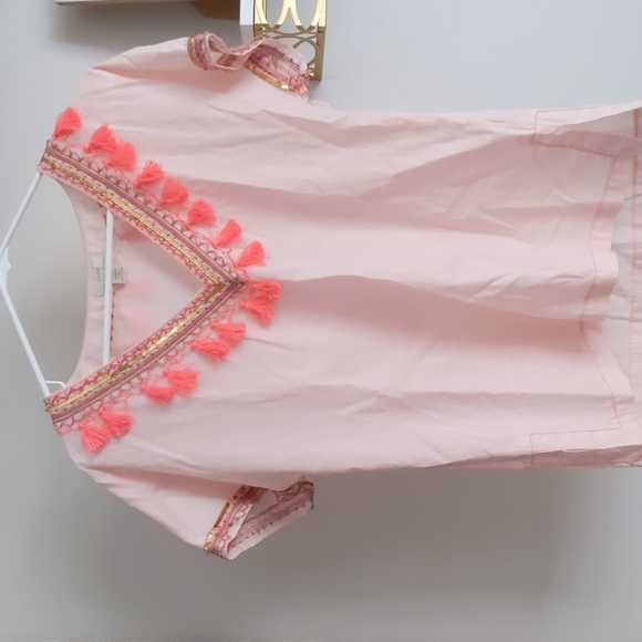 J. Crew Pink Tassel Embroidered Sequins Top Sz 2 - Picture 2 of 6